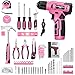 JENABOM Tool Set：Pink Tool Kit with 8V Cordless Drill, Tool Box with Drill, Hand Drill Set for Men & Women, Home Tool Kits for House Repair, Handyman, DIY 127 Piece