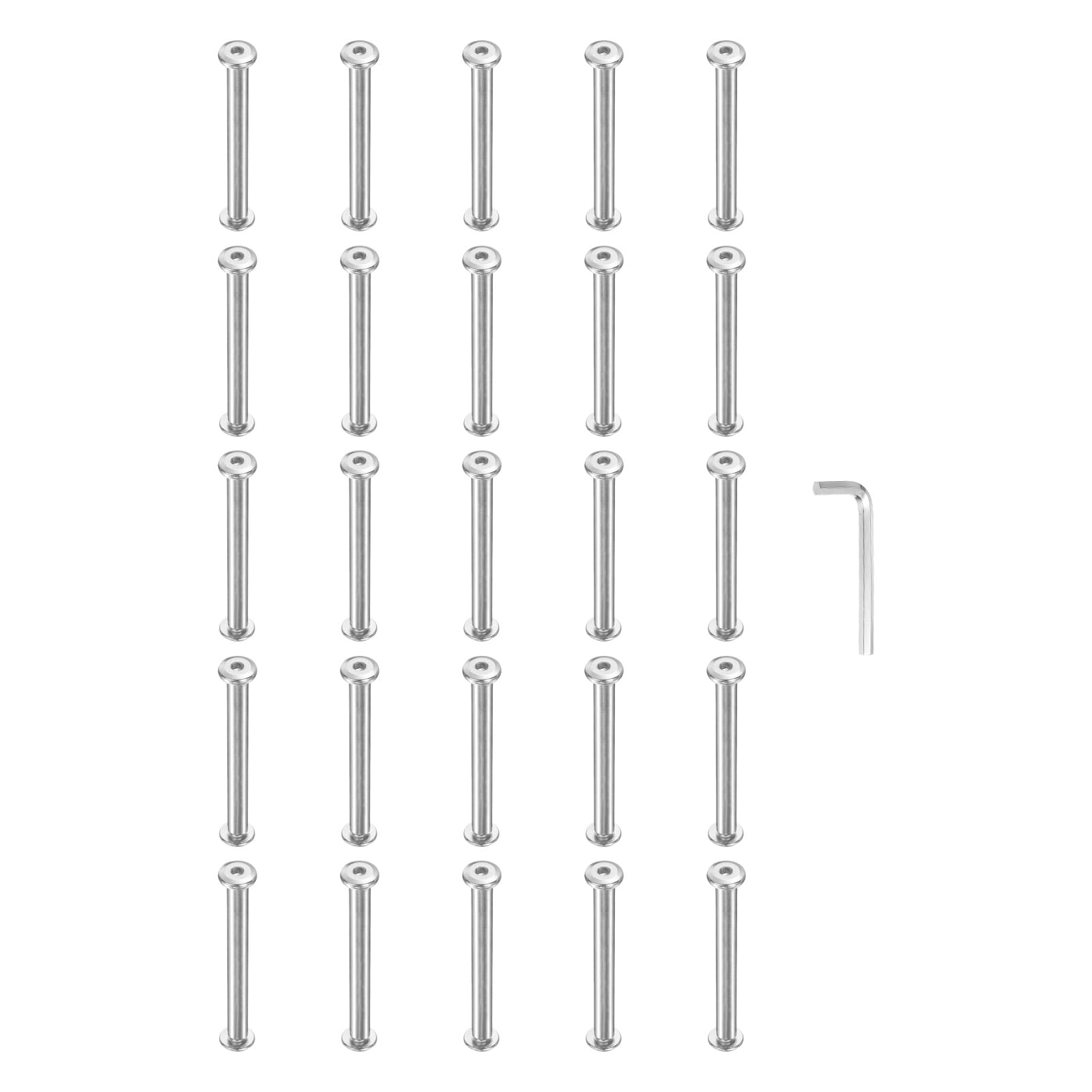 PATIKIL M4x4mm Hex Chicago Screws 5x50mm, 10Pcs 304 Stainless Steel Metric Hex Drive Socket Cap Binding Post Screw Posts for Scrapbook Leather Belt Album Furniture Repair, Silver