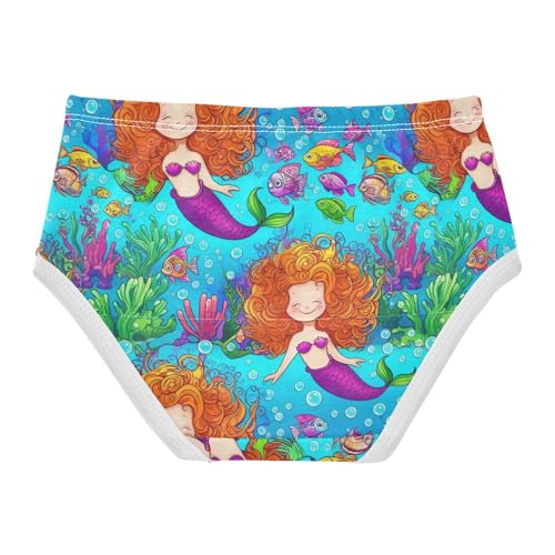 Joisal Cute Underwater Mermaid Blue Toddler Underwear Floral 2t Cotton Little Girl Panties Cartoon Kids Briefs Undies2