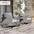 Outsunny 3 Pieces Patio Furniture Set, Wicker Conversation Bistro Set with 4 Soft Cushions, Rattan Chairs and Glass Coffee Table for Backyard, Porch, Poolside, Balcony, Gray