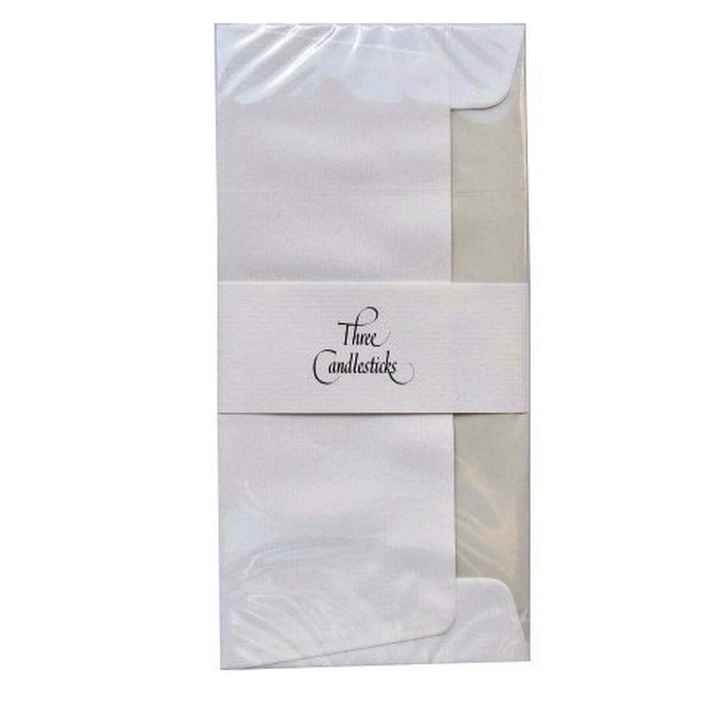 Three Candlesticks - 20 Tissue-lined Envelopes, Size P4TO, White, 89 x 187 mm