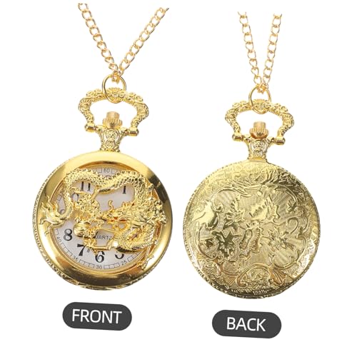 WOFASHPURET Relógio De Bolso Dragão Dourado Relógio De Bolso Vintage Relógio De Bolso Feminino Relóg