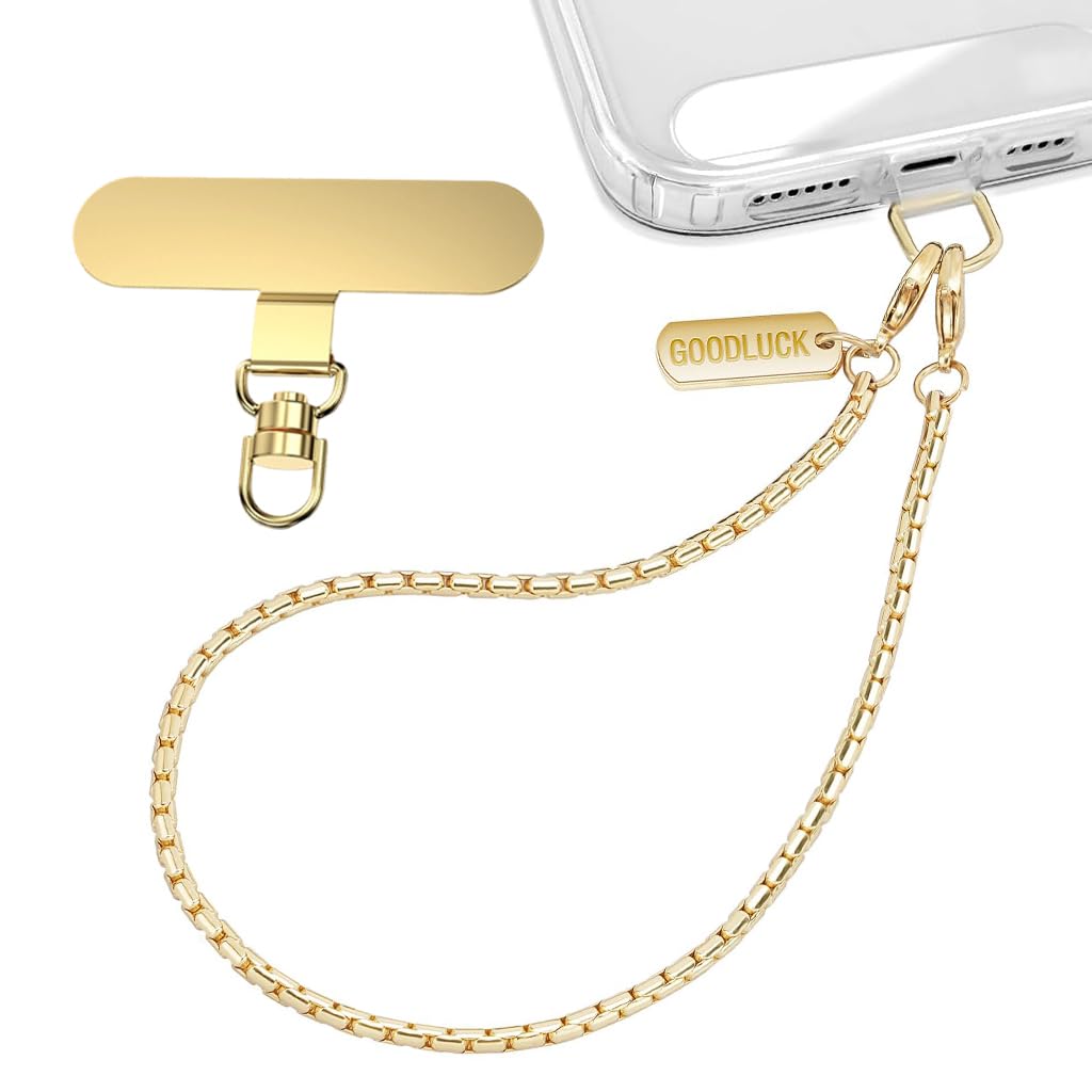 ZORBES® Metal Phone Strap Lanyard with Tether Tab, Fashion Golden Metal Phone Chain with Good Luck Charm Plate Charm, Decorative Phone Accessory Phone Charm-image-19
