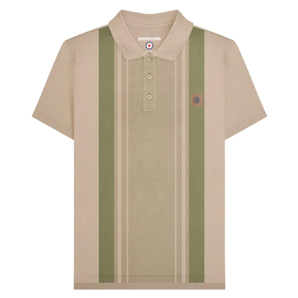 Lambretta Mens Classic Polo Short Sleeve Polo Shirt - Stone - XL