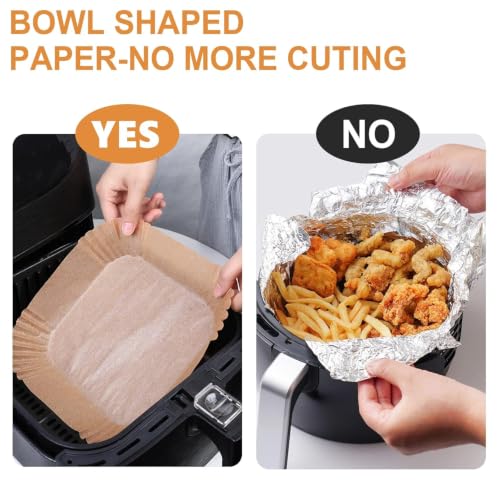Image of Baking Paper for Hot Air Fryer, (Pack of 100) 20 cm, BPA-Free Airfryer Baking Paper, Square, Waterproof, Oil-Proof Parchment Paper, Liner, Airfryer Accessories