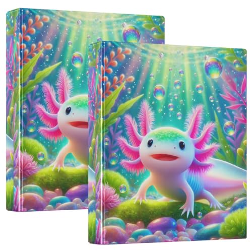 Classeur Axolotl rose à 3 anneaux en D souple universitaire et bureau