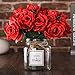 MISBEST Artificial Red Rose Flowers with Vase,Fake Silk Red Bouquet with Glass Jar Home Rope for Wedding Proposal Bride Home Decoration and The Best Gift