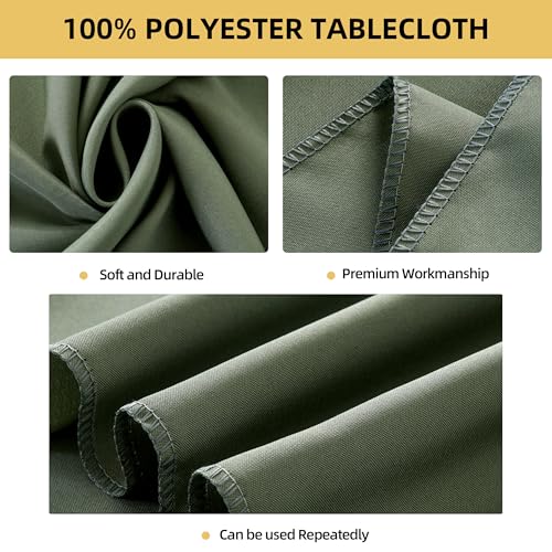 Image of 2-Pack 60x60 inch Sage Green Table Cloths, Solid Stain and Wrinkle Resistant Tablecloth, Premium Plain Weave Polyester Fabric Rectangle Table Linen Covers for Hotel, Banquet