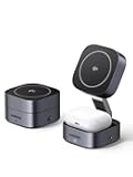 UGREEN MagFlow Qi2 Magnetic Foldable Charging Station, 2-in-1 Fast Wireless Charger Compatible with iPhone 17/17 Air/17 Pro/17 Pro Max 16 15 14 13 12, Airpods3 2 Pro (No AC Adapter), Dark Grey