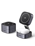 UGREEN MagFlow Qi2 Magnetic Foldable Charging Station&comma; 2-in-1 Fast Wireless Charger Compatible with iPhone 17&sol;17 Air&sol;17 Pro&sol;17 Pro Max 16 15 14 13 12&comma; Airpods3 2 Pro &lpar;No AC Adapter&rpar;&comma; Dark Grey