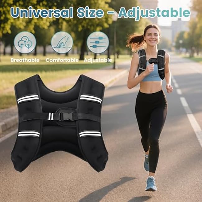 Weighted Vest, 8lb/12lb/16lb/20lb/25lb/30lb Weight Vest with Two Adjustment Straps for Men Women, Weight Vests with Reflective Stripe for Strength Training, Running, Jogging, Walking