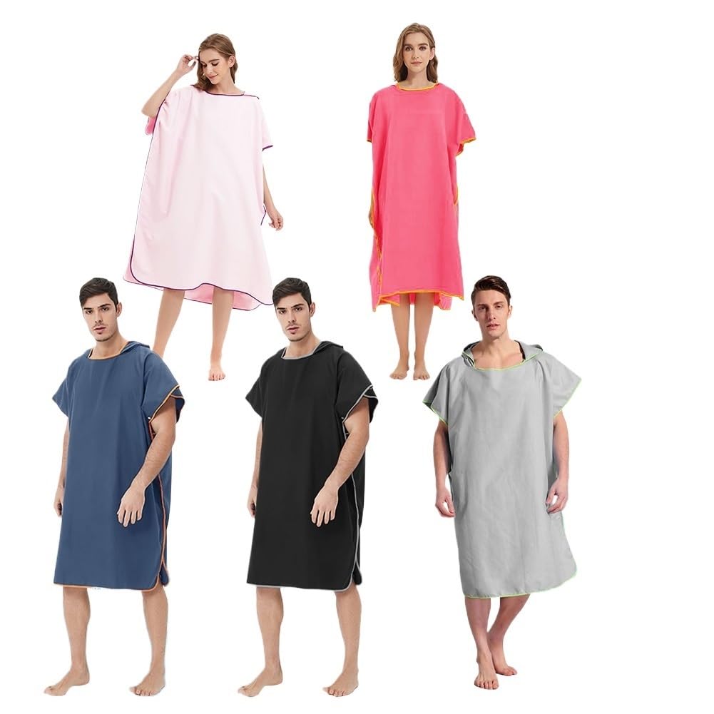 Sweat à Capuche avec Serviette Poncho en Fibre de Polyester | Plongée surf multicolore : après utilisation de l'eau(Rose Gold)