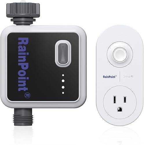 Temporizador de agua WiFi para manguera de jardín, temporizador de manguera inteligente con concentrador de entrada, solo Wi-Fi de 2.4 GHz,