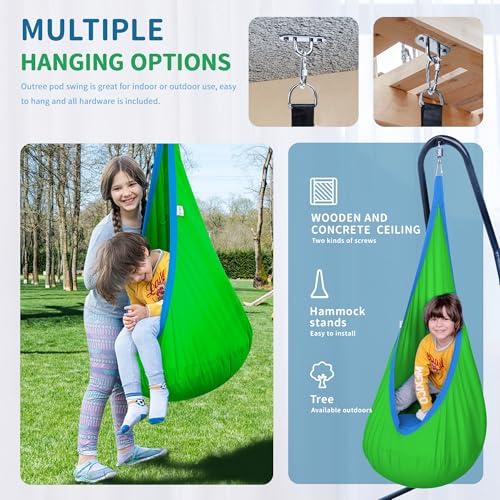 image for OUTREE Kids Pod Swing Seat, Cotton Child Hammock Swing Chair, Sensory 