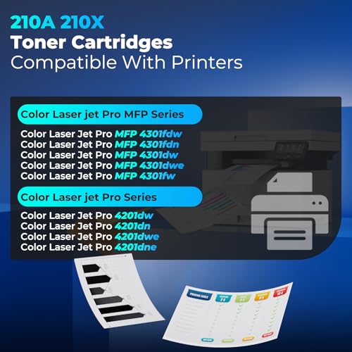 210A Toner Cartridges Compatible for HP 210A 210X Toner Color Laser Jet Pro MFP 4301fdw MFP 4301fdn Compatible for Color Laser Jet Pro 4201dw 4201dn ColorPro MFP 4301 4201 Series (4 Pack with Chip) by haikyuu - Used condition - Image 2