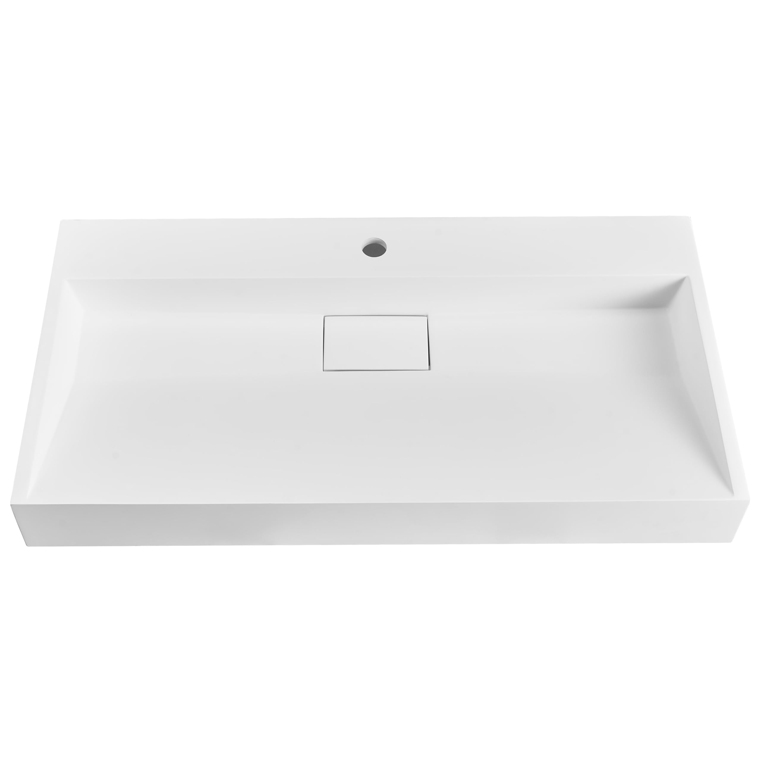 Lavabo suspendido de pared clásico rectangular fundición mineral acabado mate 90 x 46 cm blanco Quenko