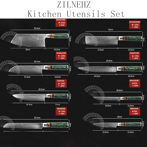 Set Cuchillos Cocina 8 Piezas Acero Damasco miniatura 2