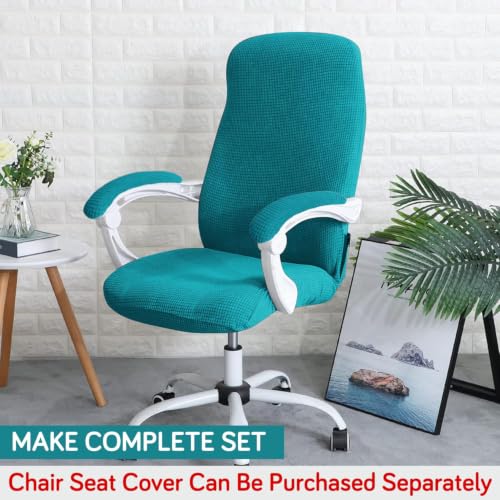 Image of HOKIPO 210gsm Jacquard Water Repellent Armrest Covers for Office Chair (Elastic Style), 1 Pair, Teal (NEW-AR-5931-TEAL)