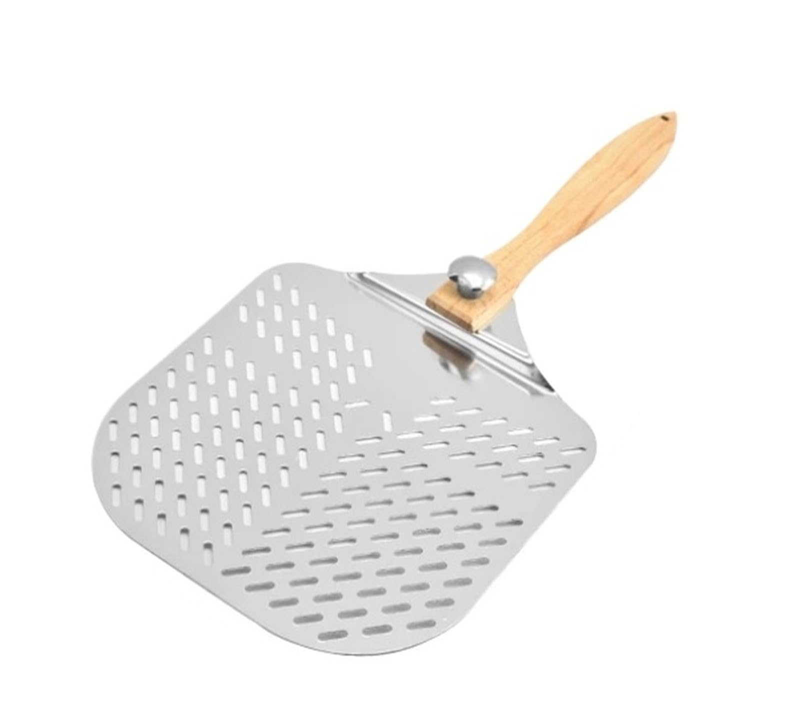 Zdejmowana szpatułka do pizzy, perforowana, lekka aluminiowa łopata z gumowym drewnianym uchwytem, narzędzie do przenoszenia pieczenia dla miłośników pizzy (B)
