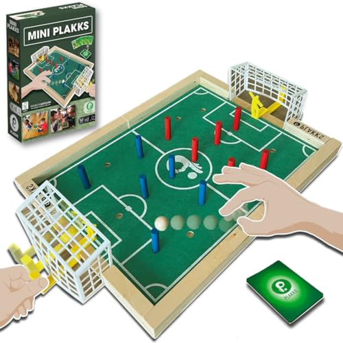 Mini PLAKKS | Juego de Futbol Niños | Futbolín de Madera para Partidas Rápidas y Estrategias Únicas | Regalo Niño | Muy Divertido y Entretenido | Portable de Viaje | De 5 a 99 Años | 2 a 4 Jugadores