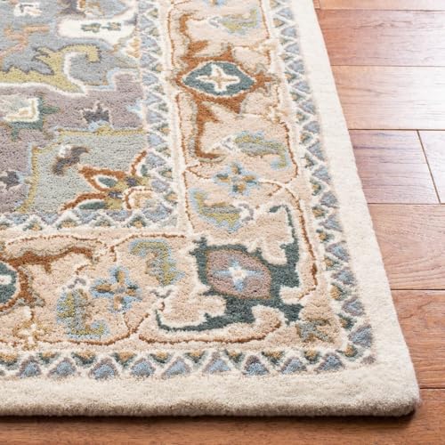 Image of Irregular Shape Handmade Woolen Carpet Ivory Colour Size 6x8 feet