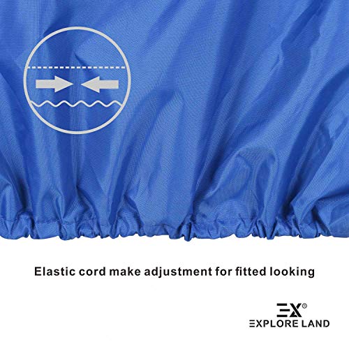 Explore Land Outboard Motor Cover - Waterproof 600D Heavy Duty Boat Engine Hood Covers - Fit For Motor Up To 25 Hp, Blue #TOP3