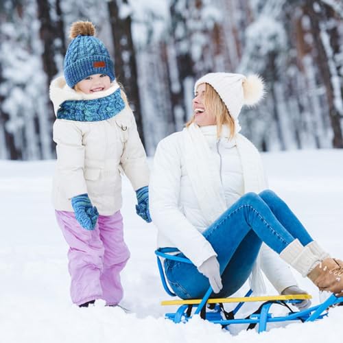 Image of Kids Hat Scarf Gloves Set, Kids Winter Beanie Hat Scarf Gloves Set with Knit Thick Warm Fleece Lined for 1-6 Years Old