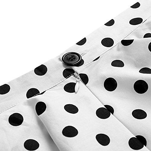 Women's 50s Vintage Inspiration Polka Dot Floral Rockabilly Full Swing Skirt3