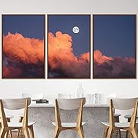 3 Piece Framed Canvas Wall Art Lunar Canvas Prints Home Artwork Decoration for Living Room,Bedroom - 16