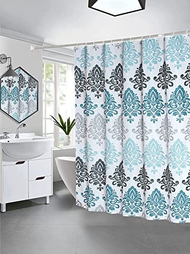 Tennove Shower Curtain 200 x 200cm Geometric Thick Polyester Fabric Mildew Resistant Shower Curtain Liner for Bathroom Decor Waterproof Long Bath Curtain with Hooks,Machine Washable Heavy Weighted