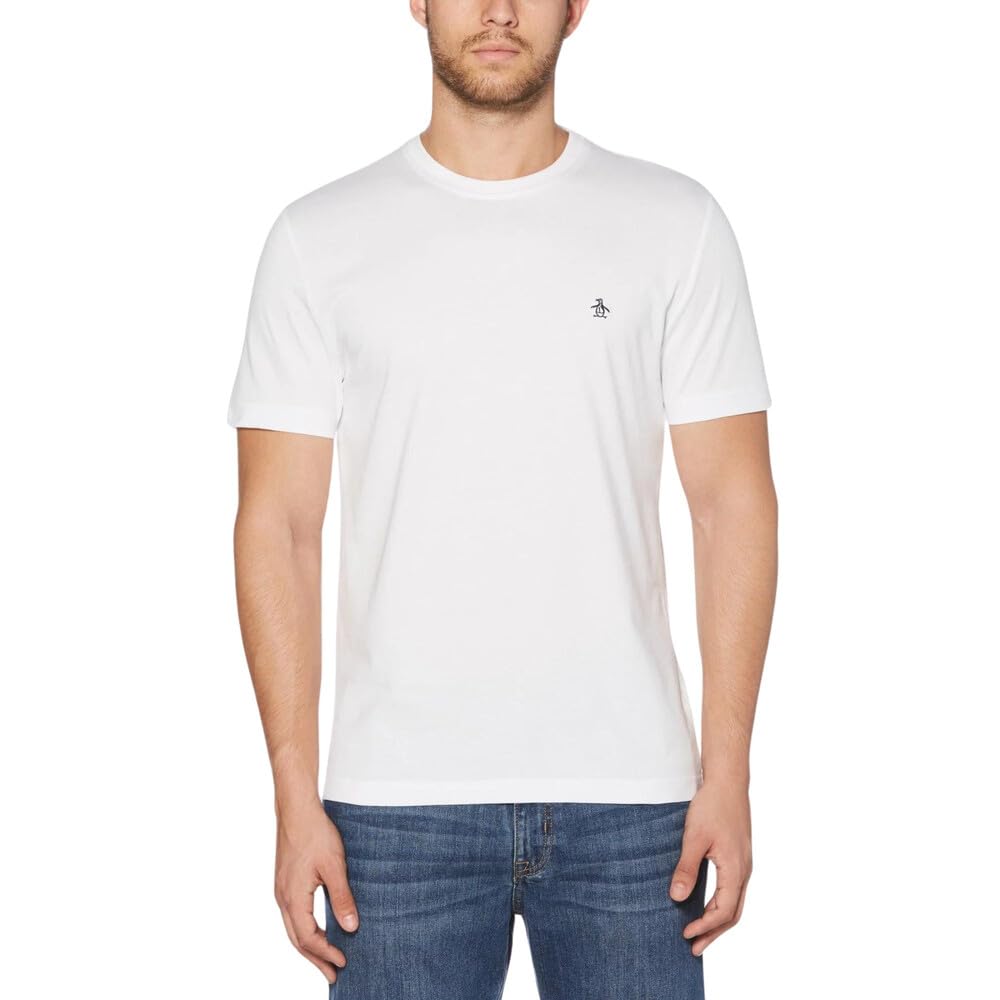 Original Pengun Mens Small Embroidered Logo T-Shirt, Bright White, 118, L UK