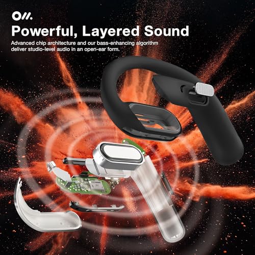 Image of Oladance OWS Pro Open-Ear True Wireless Headphones, Noise Cancellation, Stable Bluetooth 5.3 Connection, Amplifier Chip, Virtual Bass, 360 Superior Sound, 16H Playtime, Comfortable Fit (Silver)