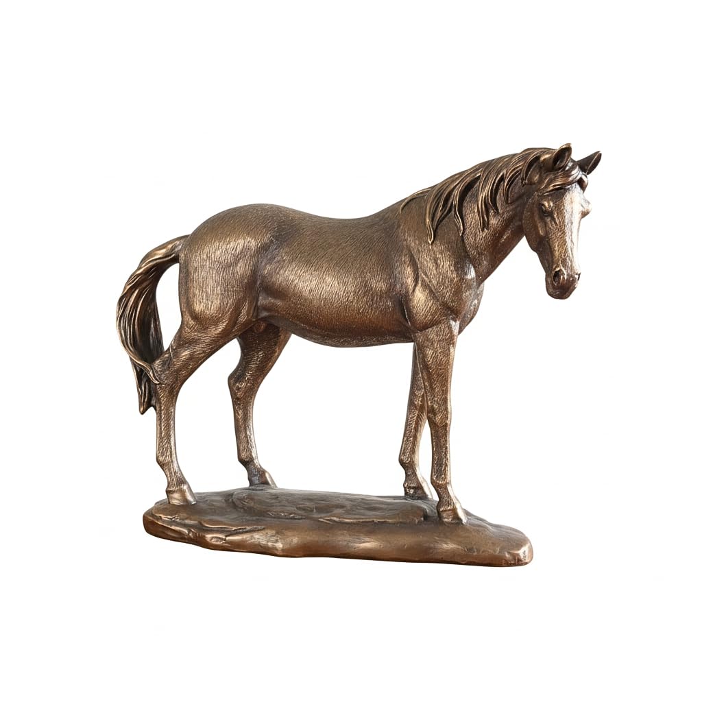 Comfy Hour 10" Horse Figurine, Realistic Bronze Finish Stallion Statue, Vintage Western Farmhouse Desktop Decor Accent, Polyresin Artisan Sculpture, 1 Unit