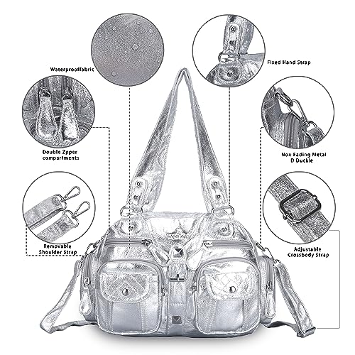 Image of Angel Kiss Hobo Crossbody Purses for Women Shoulder Bag Multipocket Soft Hobo Purses Removable Strap Leather Handbags