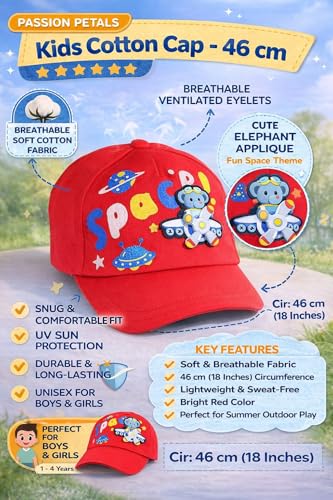 Image of PASSION PETALS Summer Dino Rockstar Baseball Cap for Kids Boys and Girls 2-4Years