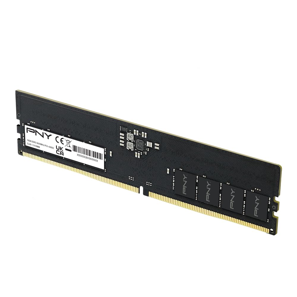 PNY Performance 16GB (1x16GB) DDR5 RAM 5600MHz (PC5-44800) - CL46, 1.1V - Compatible with 5200MHz, 4800MHz - Desktop Memory - MD16GSD5560046-TB