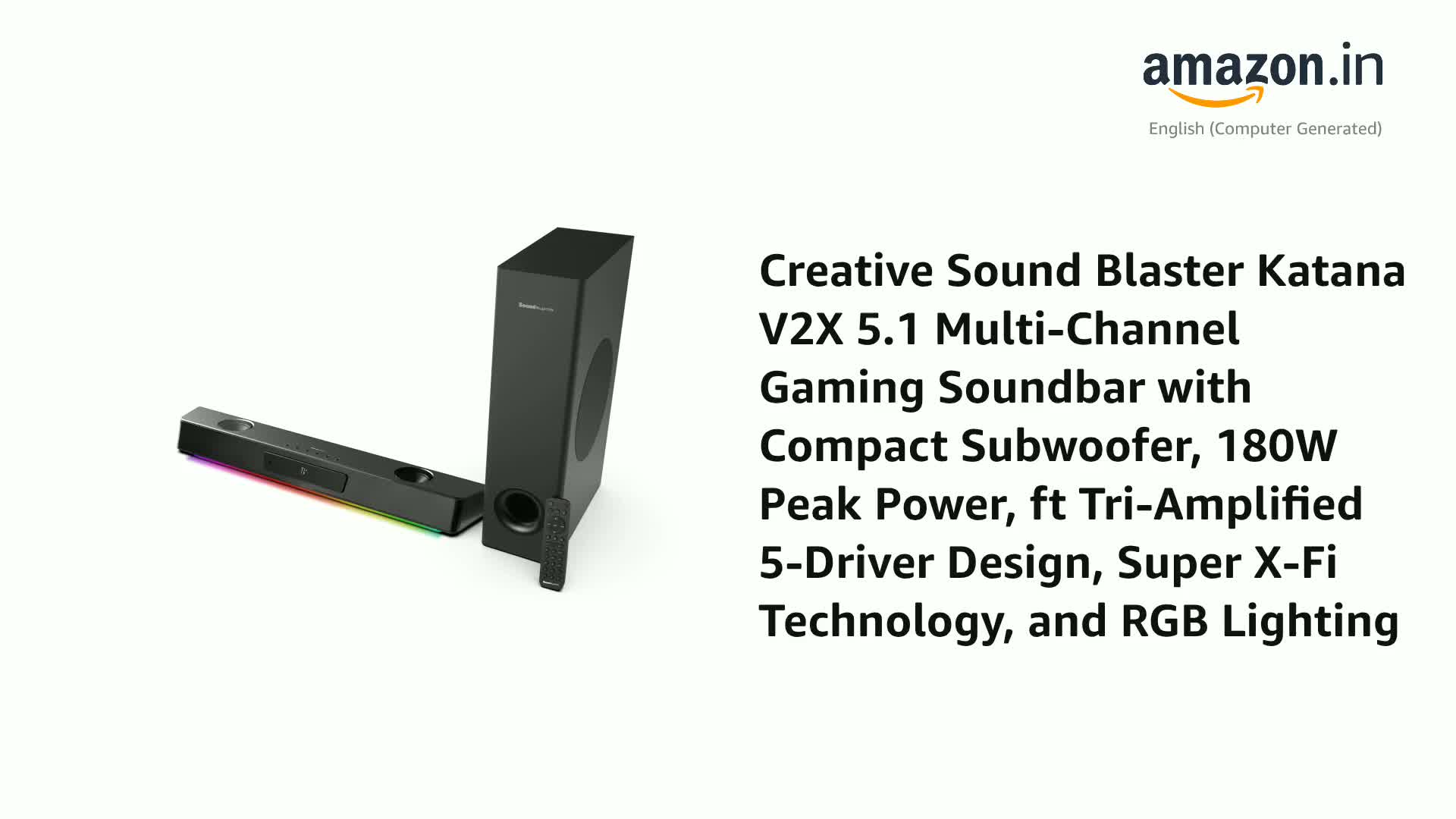 CREATIVE Sound Blaster X KATANA サウンドバー Creative Sound Blaster Katana V2X 5.1 Multi-Channel Gaming