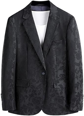 Men Jacquard Suits Jacket Formal Regular Fit Blazer Breathable Outfit