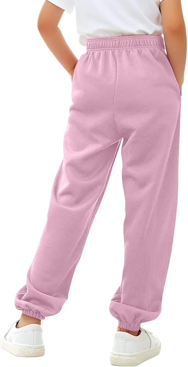 Girls Sweatpants with Cargo Pockets Kids Elastic Waistband Wide Leg Causal High Waisted Pants 6 to 14Y