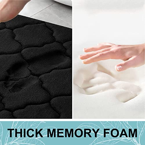 Olanly Memory Foam Bath Mat Rug, Large Size Ultra Soft Non Slip And Absorbent Bathroom Rug, Machine Wash Dry, Comfortable, Thick Bath Rug Carpet Runner For Bathroom Floor, Tub And Shower, 47X24, Black #TOP2