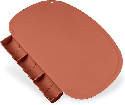 Silicone Placemat with Food Catching Pockets for Baby & Kid, Food Grade Silicone Non-Slip Toddler Food Place Mats with Raised Edges for Dining Table Clay
