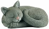 JFSM INC. 3' Sleeping Grey Cat Curled Up Figurine - Gift for Cat Lovers, Home Decor for Men and Women