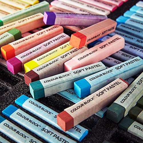 Colour Block 100Pc Wooden Case Soft Pastel Art Set For Beginners And Experienced Artists, Assorted Colors Square Chalk Pastels Art Supplies For Drawing, Blending, Shading #TOP6