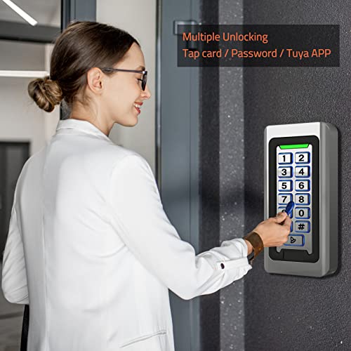 Wireless WiFi Access Control Keypad, Metal Stand-Alone Door Access Control System, EM Card Reader, Weatherproof, Backlight, TUYA Wireless Entry Security Access Controller for Garage Door, Gate Opener by AMOCAM - Image 2