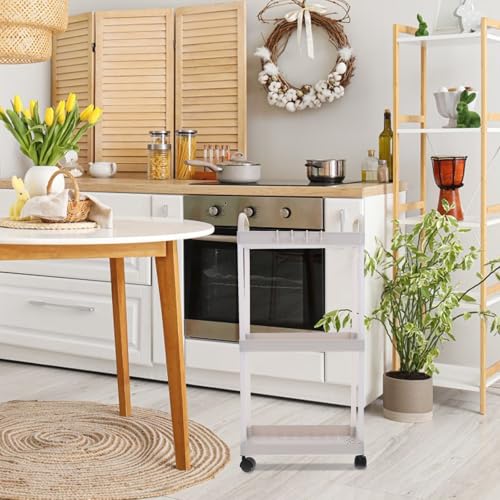 Carrito de almacenamiento解决厨房浴室收纳 3 niveles plastico blanco funcional 6