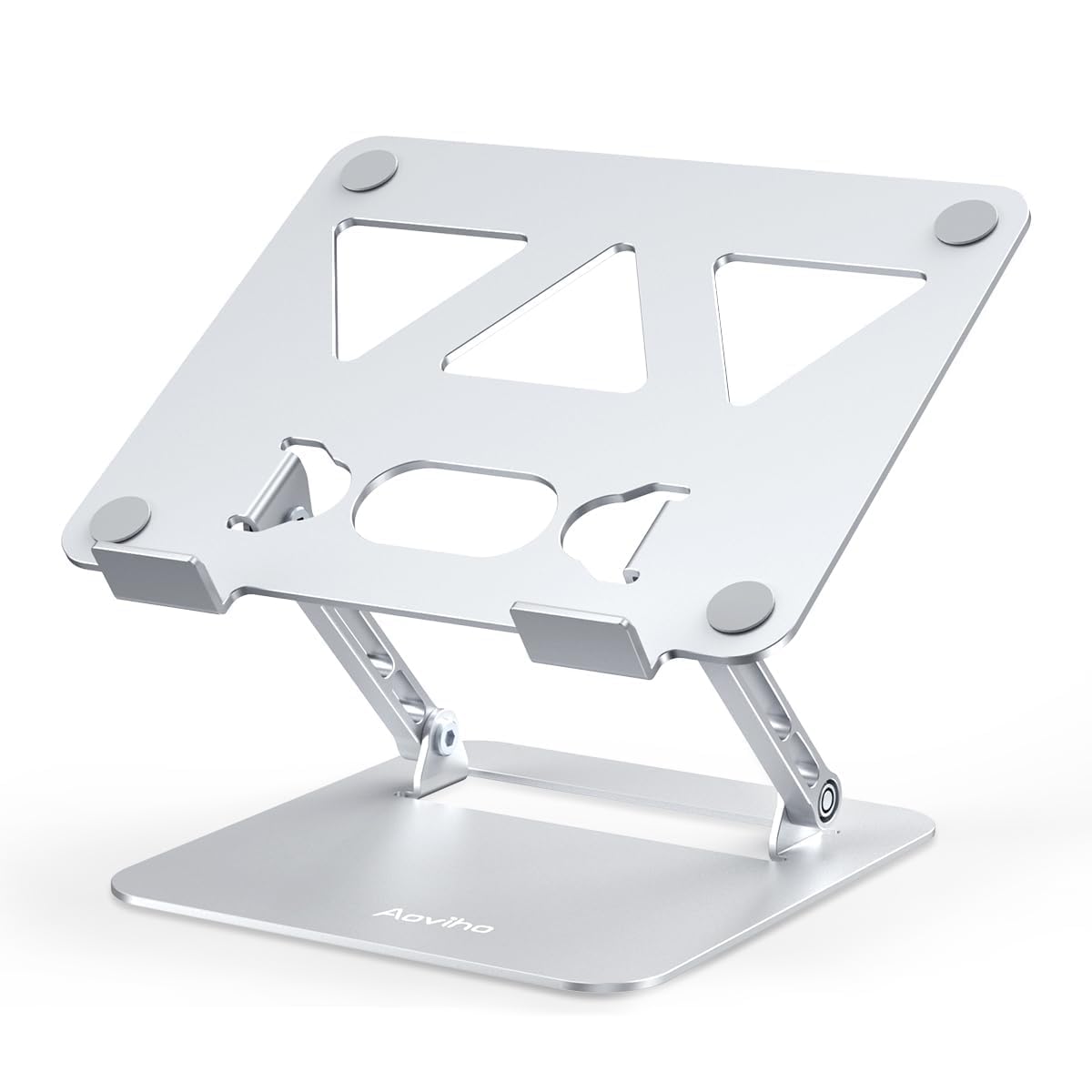 Adjustable Laptop Stand for Desk,Portable Laptop Stand Holder and Riser,Foldable Aluminum Notebook Computer Stands for MacBook Air Pro HP Lenovo Dell Samsung Chromebook, 10-15.6 inch, Silver