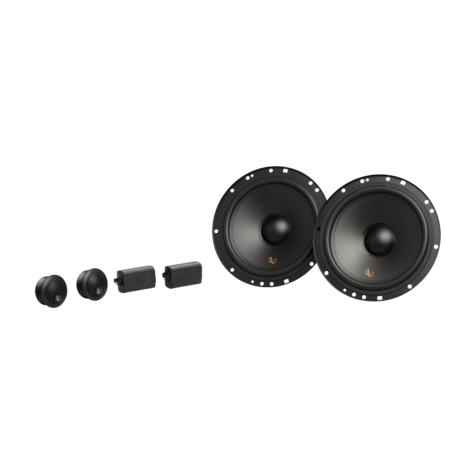 Infinity Alpha 603CF 6.5 in / 16.5 cm Haut-Parleur Composant Voiture | 90 W RMS / 720 W max, 90 dB, 4 Ohm, 60 Hz-20 kHz - tweeter PEI edge-driven - woofer Plus One polypropylène - kit composant