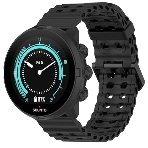 VeveXiao Correa deportiva transpirable compatible con Suunto 9/9 baro / 7 /spartan sport / D5, 24 mm de silicona suave impermeable bandas de repuesto para mujeres y hombres, Medium, Silicona, No es