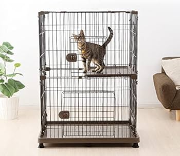 Amazon | 猫 ケージ 2段 おしゃれ キャットケージ 猫ケージ 猫 ゲージ