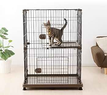 ブラウン金属製キャットケージ 2段構造 ブラウン金属製キャットケージ 2段構造